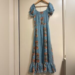 Carolina K 100% Silk Maxi  Floral Dress Size Medium